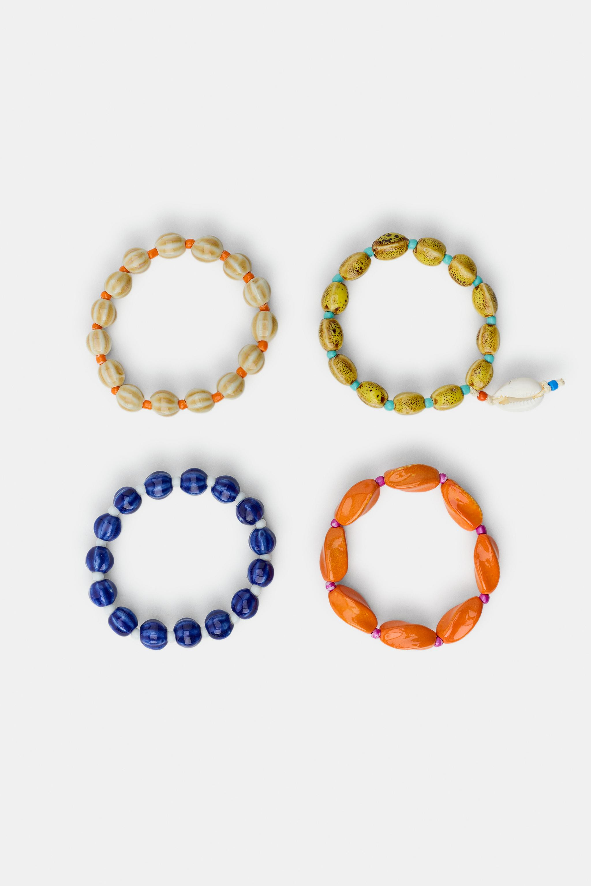 PACK OF 4 CERAMIC BEAD AND SHELL BRACELETS | Zara US