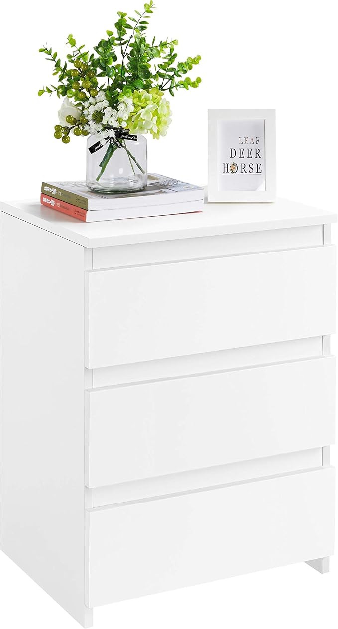 Yaheetech Bedside Table with 3 Drawers, Bedside Cabinet, Wooden Modern Nightstand with Storage fo... | Amazon (UK)