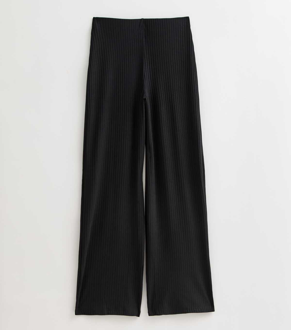 Black Ribbed Wide Leg Trousers | New Look | New Look (UK)