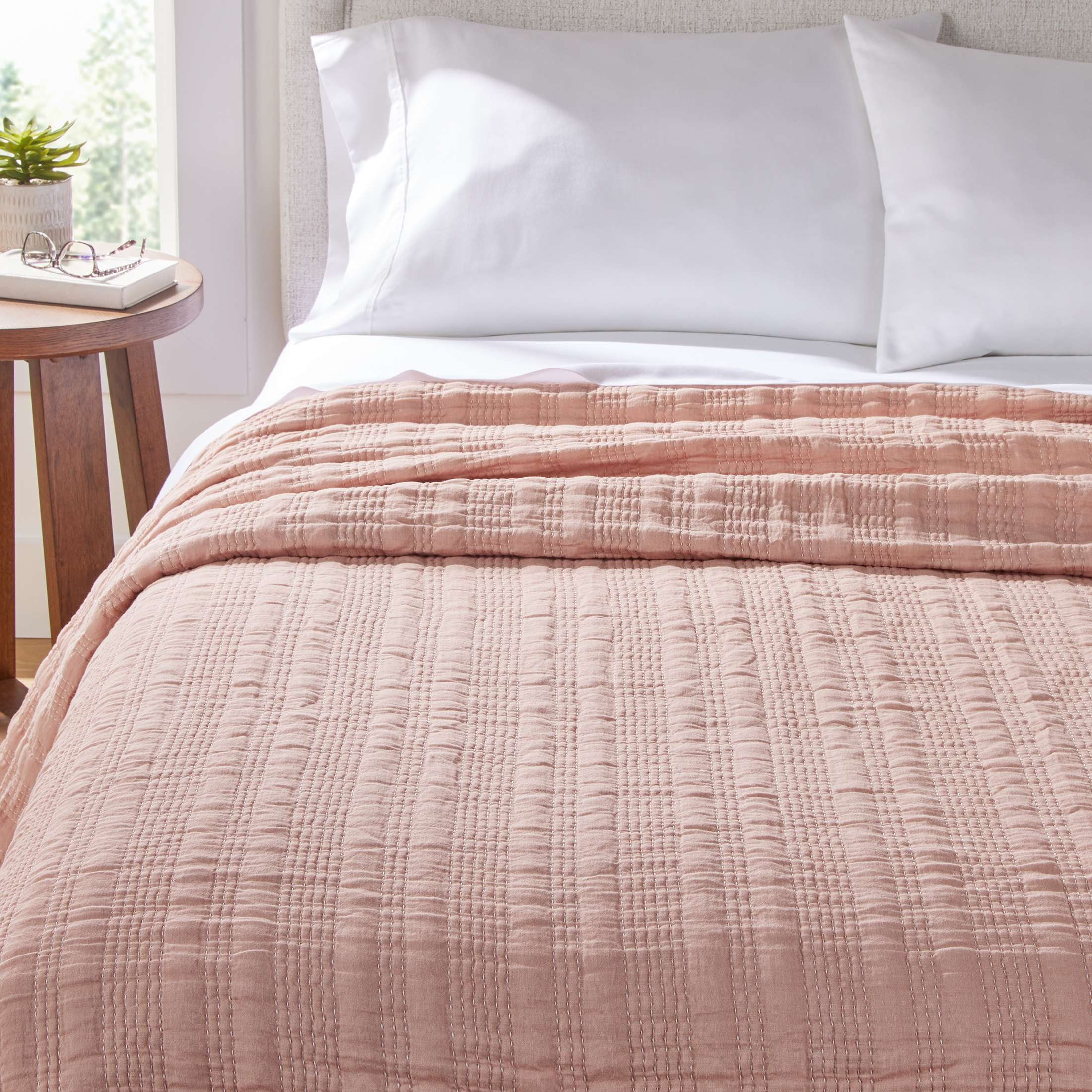 Better Homes & Gardens Luxury Gauze Reversable Cotton Polyester Bed Blanket, Antique Blush, Full/... | Walmart (US)