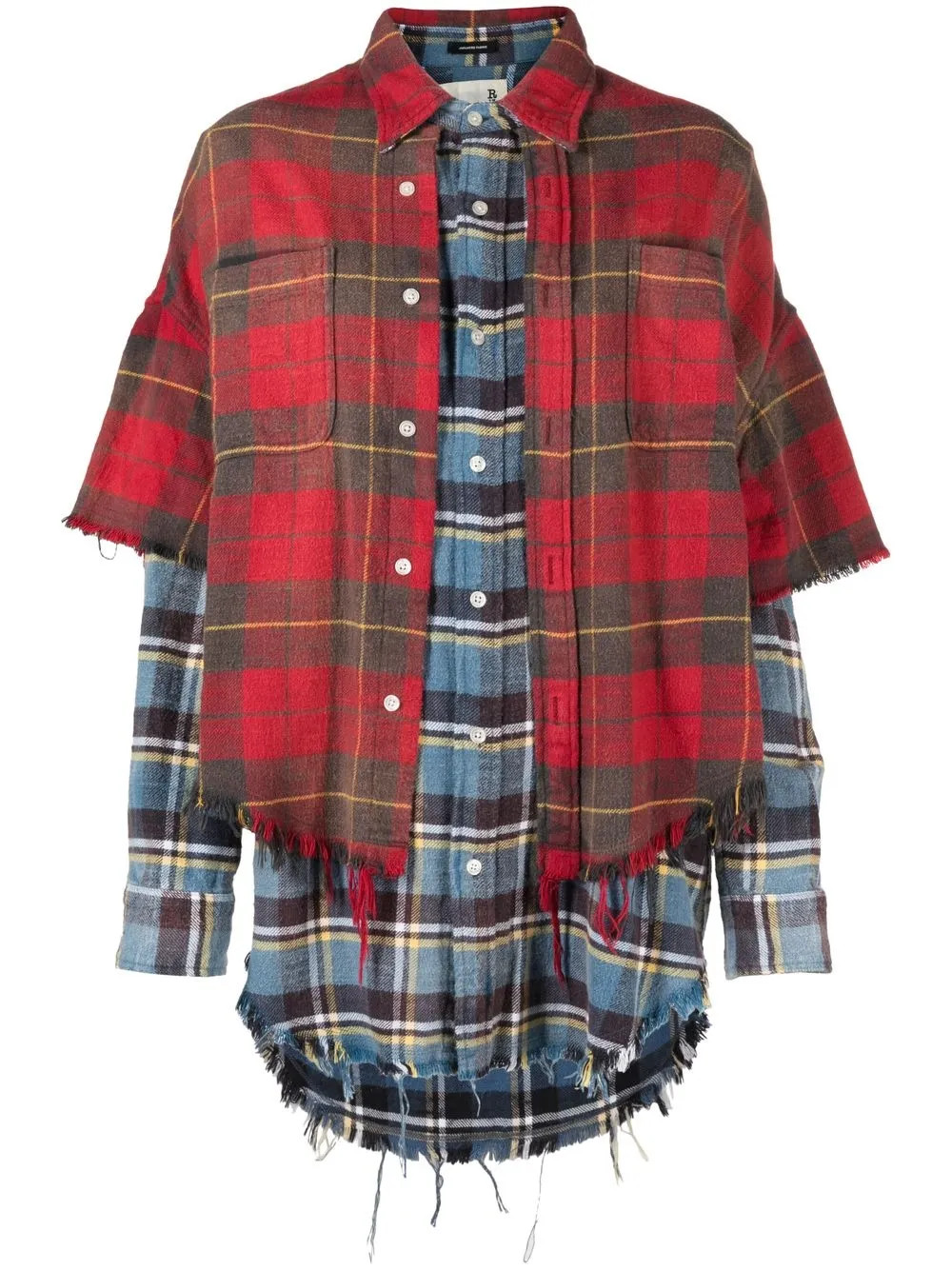 R13 plaid-check Layered Shirt - Farfetch | Farfetch Global