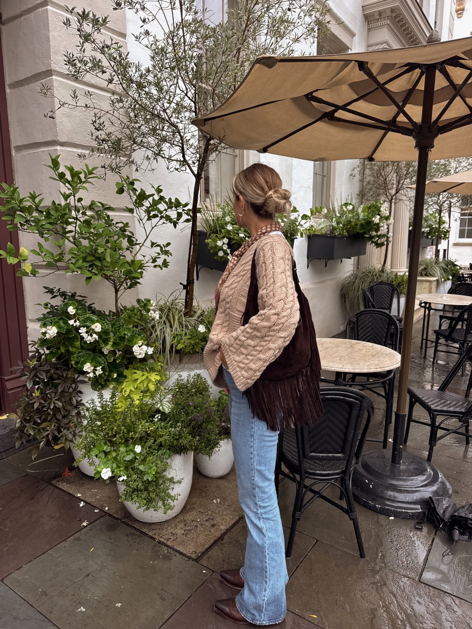 size up in sweater! i’m in a large 
size 26 extra long in jeans 
size down half size in boots 

#LTKTall #LTKStyleTip #LTKSeasonal