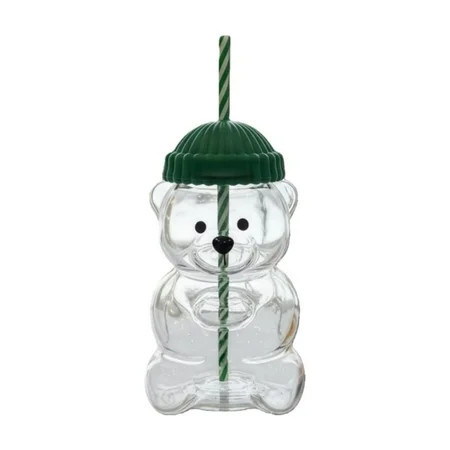 2025 New Bear Straw Cup, Cute Bear Glass Cup With Straw 20oz, Heat-Resistant Borosilicate Glass Mug for Coffee Beer Wine Cocktail, Adorable Animal Drinkware (1PC) | Walmart (US)