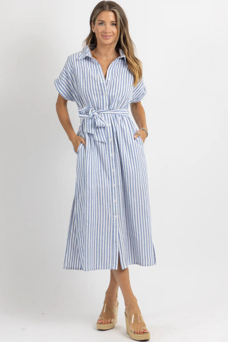 CAROLINA STRIPED MIDI DRESS | L'ABEYE