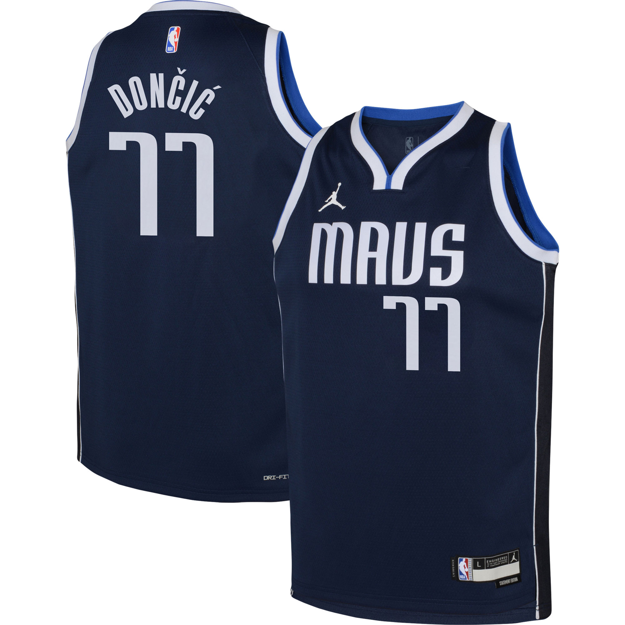Youth Jordan Brand Luka Doncic Navy Dallas Mavericks Swingman Jersey - Statement Edition | Fanatics