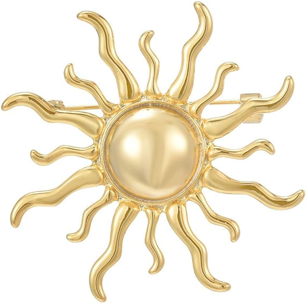 Gold Sun Brooch Pins for Women Suit Dress Collar Costume Broach Jewelry Accessorices Yellow Brooc... | Amazon (US)