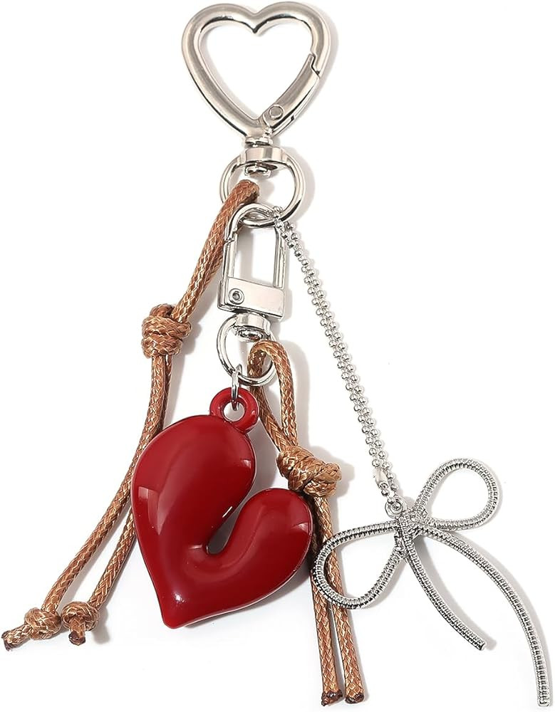 Heart Bow Charm Keychain - Y2K Key Chain, Cute Bag Purse Charms for Handbags Accessories - Jewelr... | Amazon (US)