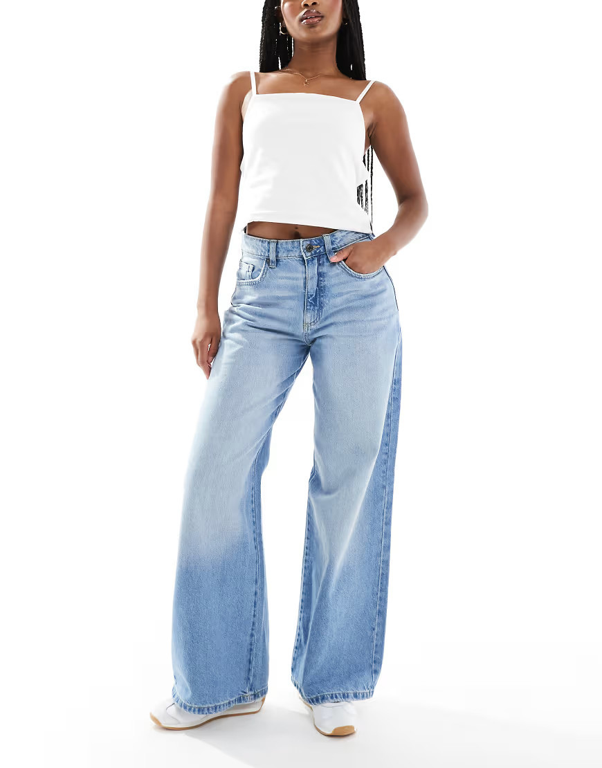 Cotton On relaxed wide leg jeans in breeze blue | ASOS (Global)