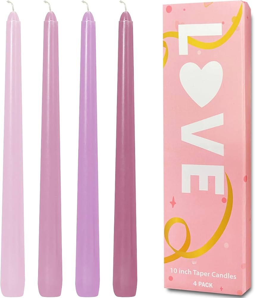 10 Inch Pink Taper Candle Set of 4, Purple Taper Candles Candlesticks for Mother's Day, Valentine... | Amazon (US)