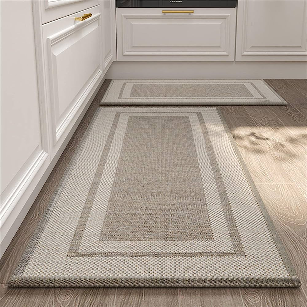 Insun 2 Piece Kitchen Mat Floor Mats Set,Non Slip Absorbent Washable Kitchen Rug,Linen Look Kitch... | Amazon (US)