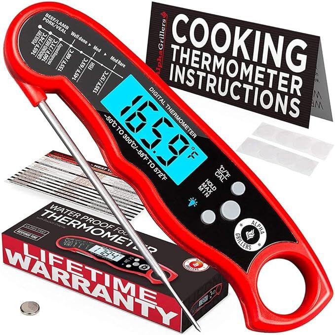 Alpha Grillers Instant Read Waterproof Digital Meat Thermometer for Cooking and Grilling | Amazon (US)
