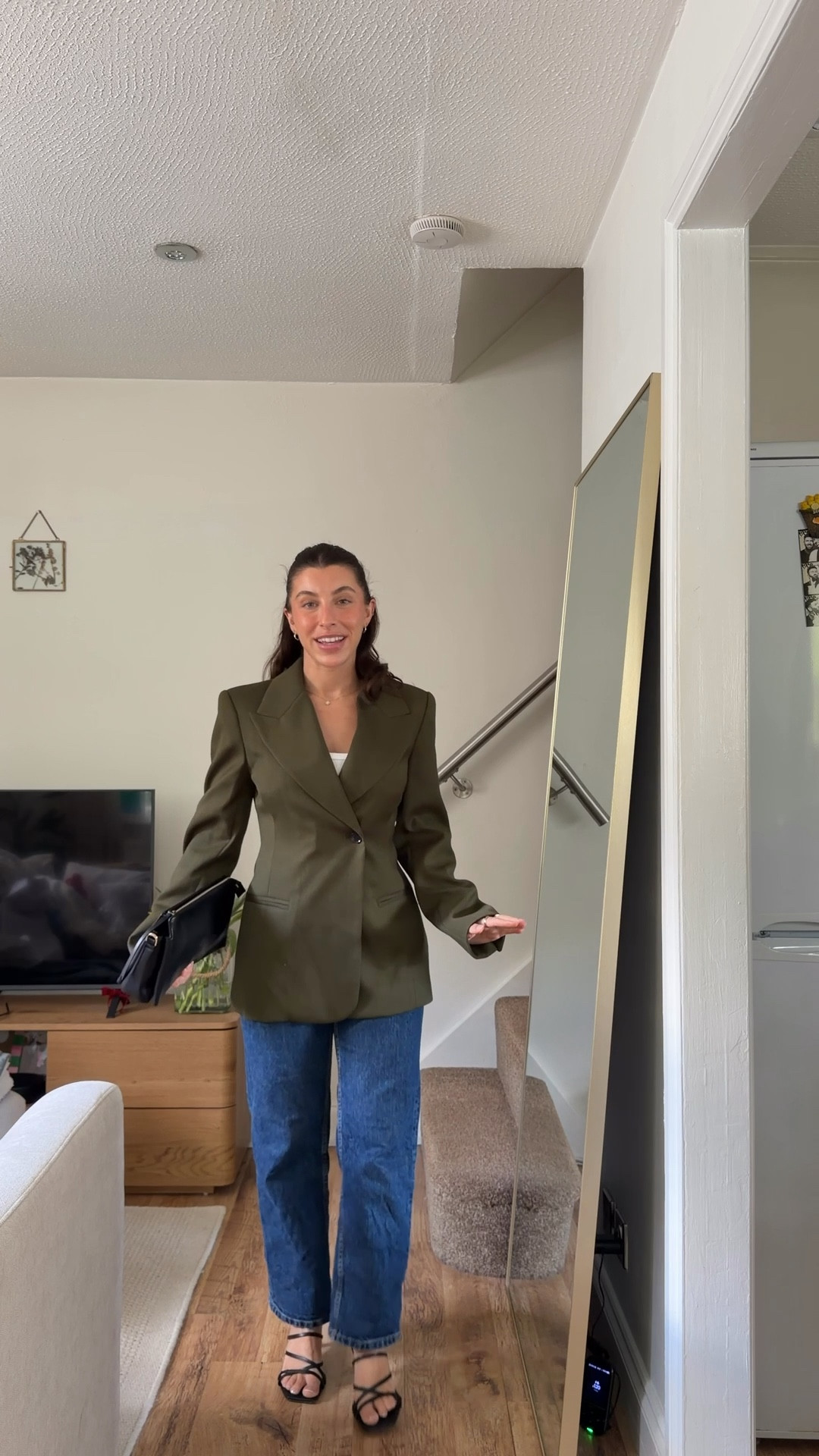 Blazer, structured blazer, khaki, M&S, marks and Spencer, date night, outfit, evening outfit, ootd, ootn, outfit of the night, what to wear, jeans, kitten heels, structured look, chic, wardrobe, rewear, clutch bag, shoulder bag, cross body bag, going out out 

#LTKdatenight #LTKuk #LTKpetite