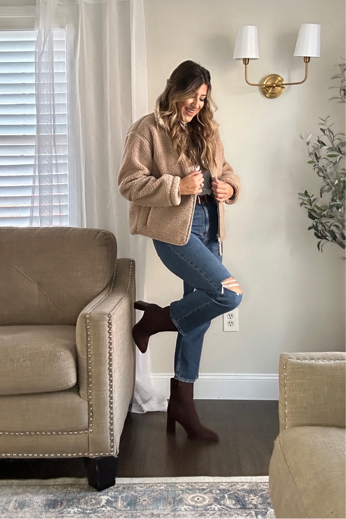 Comfy Sherpa jacket / teddy coat on sale from Abercrombie! Wearing a medium and paired with my ankle straight jeans. Linked all below. Follow for more! Xx

#LTKstyletip #LTKCyberWeek #LTKHoliday