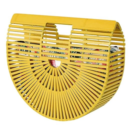 HAWWWY Bamboo Purse Tote Bag - Handmade Handbags - Tote Bamboo Purse Natural Basket Bag for Summe... | Amazon (US)