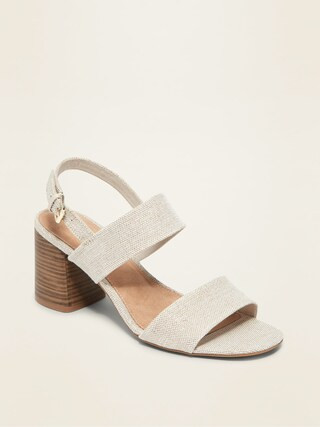 Metallic-Textile Slingback Block-Heel Sandals for Women | Old Navy (US)