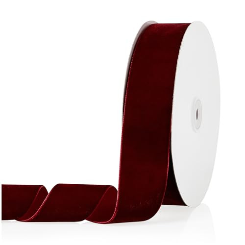 1.5" X 20 Yards Burgundy Velvet Ribbon for Christmas Tree Wreath Vintage Decoration Handmade Crafts Ornaments Gift Wrapping and Bow Making | Amazon (US)
