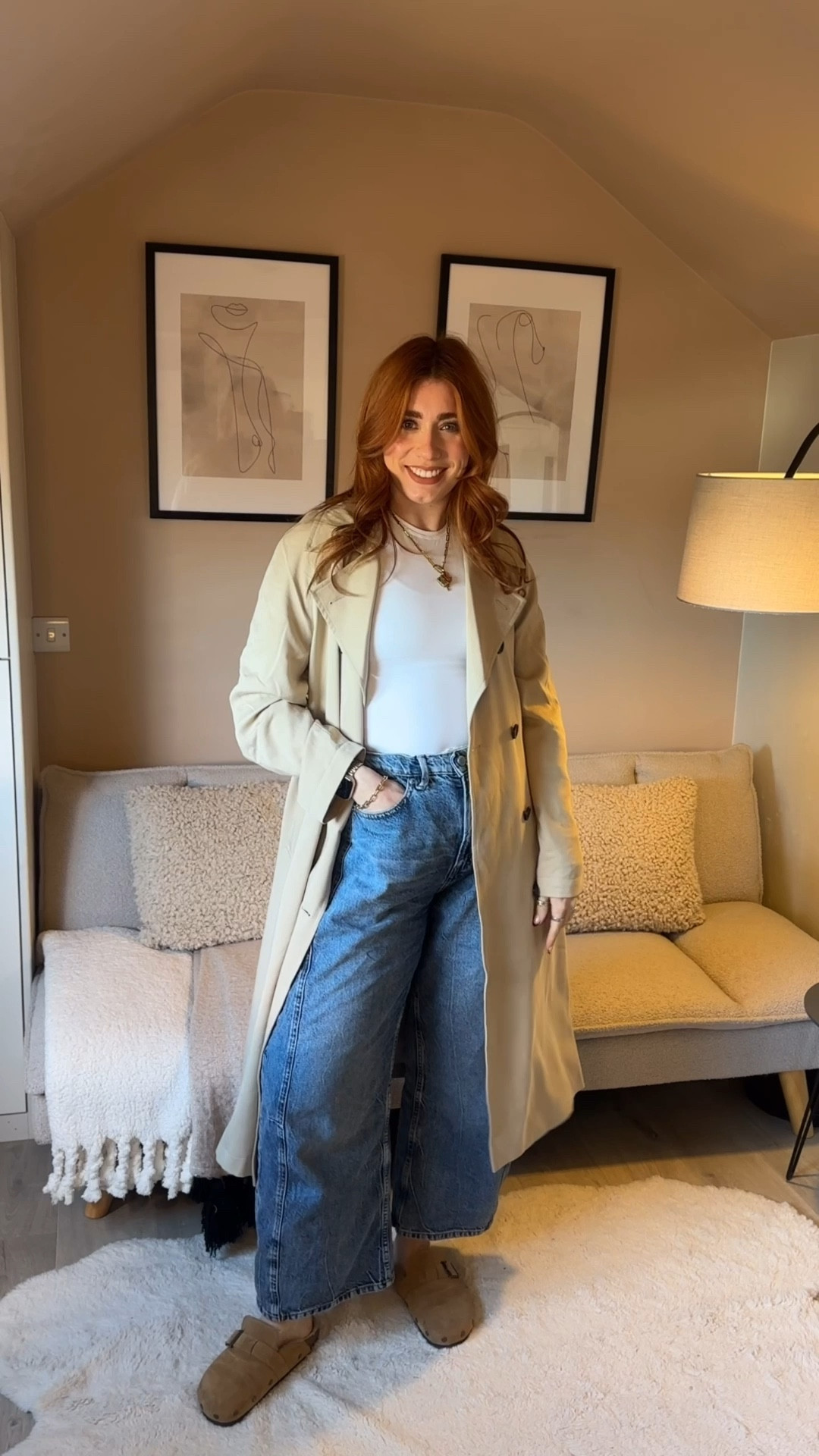 This combo never fails ✨ the t is double lined and SO comfy - I  wearing a small, trench im wearing a 12 and jeans a US8. 

#LTKspring #LTKuk #LTKunboxing