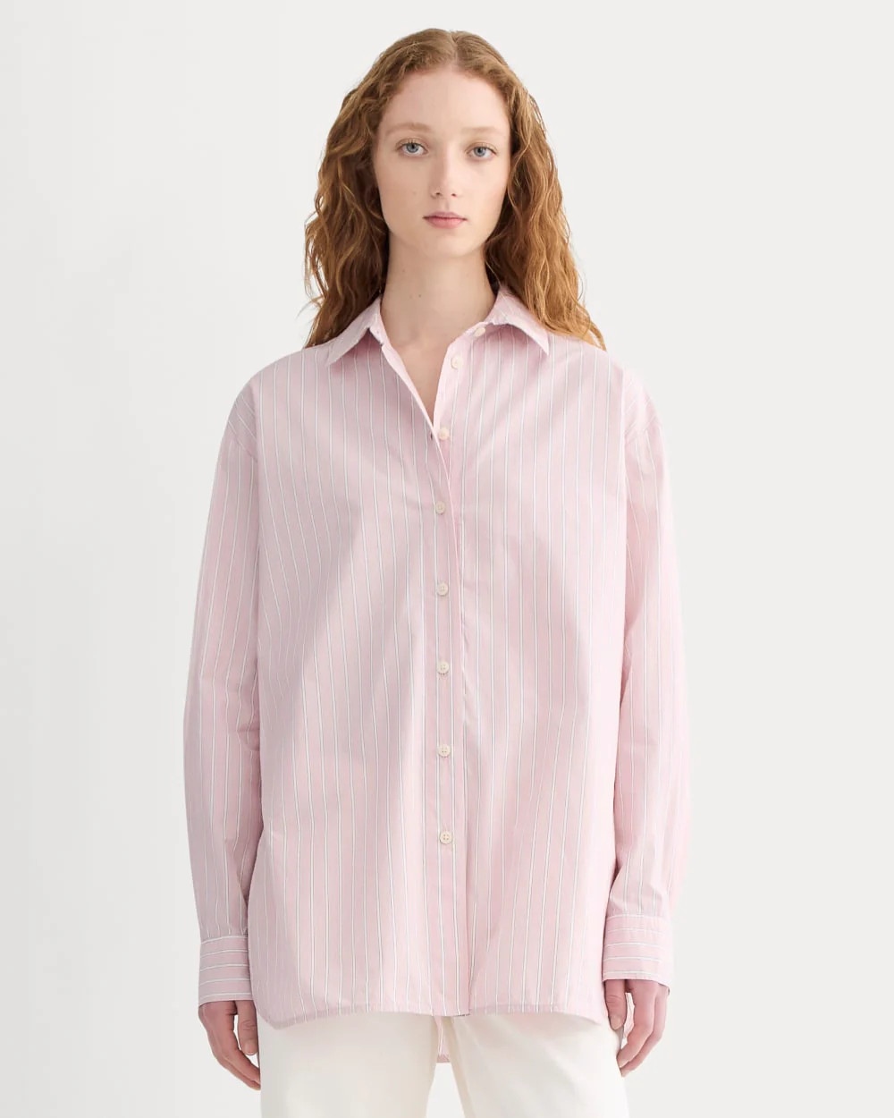 The Boyfriend Shirt in Ultrasoft Cotton | Pink / White | Everlane