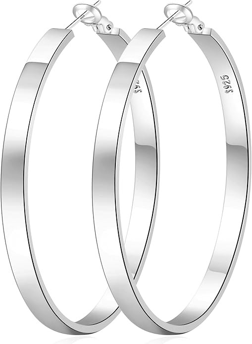EXGOX Silver Hoop Earrings for Women - Sterling Silver & 14K Gold Plated - Hypoallergenic 925 Sil... | Amazon (US)