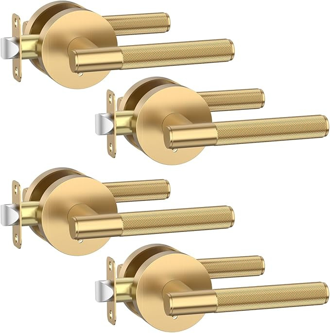 Asidrama 4 Pack Champagne Bronze Privacy Door Handles, Door Lever with Door Knobs Indoor for Bedr... | Amazon (US)