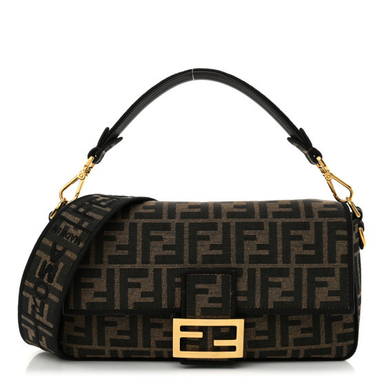 Fabric Jacquard FF 1974 Medium Baguette Tobacco Moro Black | FASHIONPHILE (US)