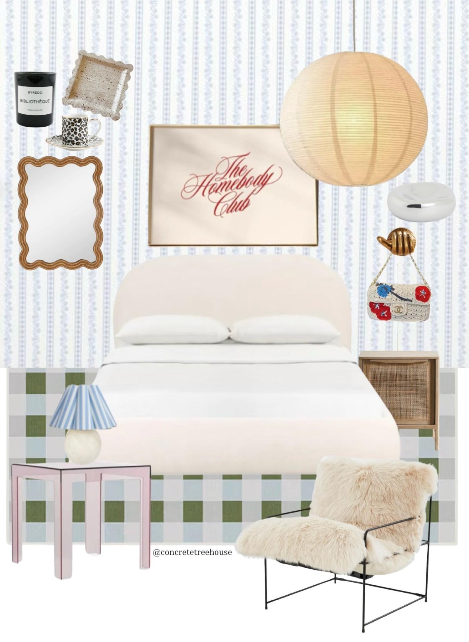 bags & beds moodboard inspired by vintage crochet chanel bag