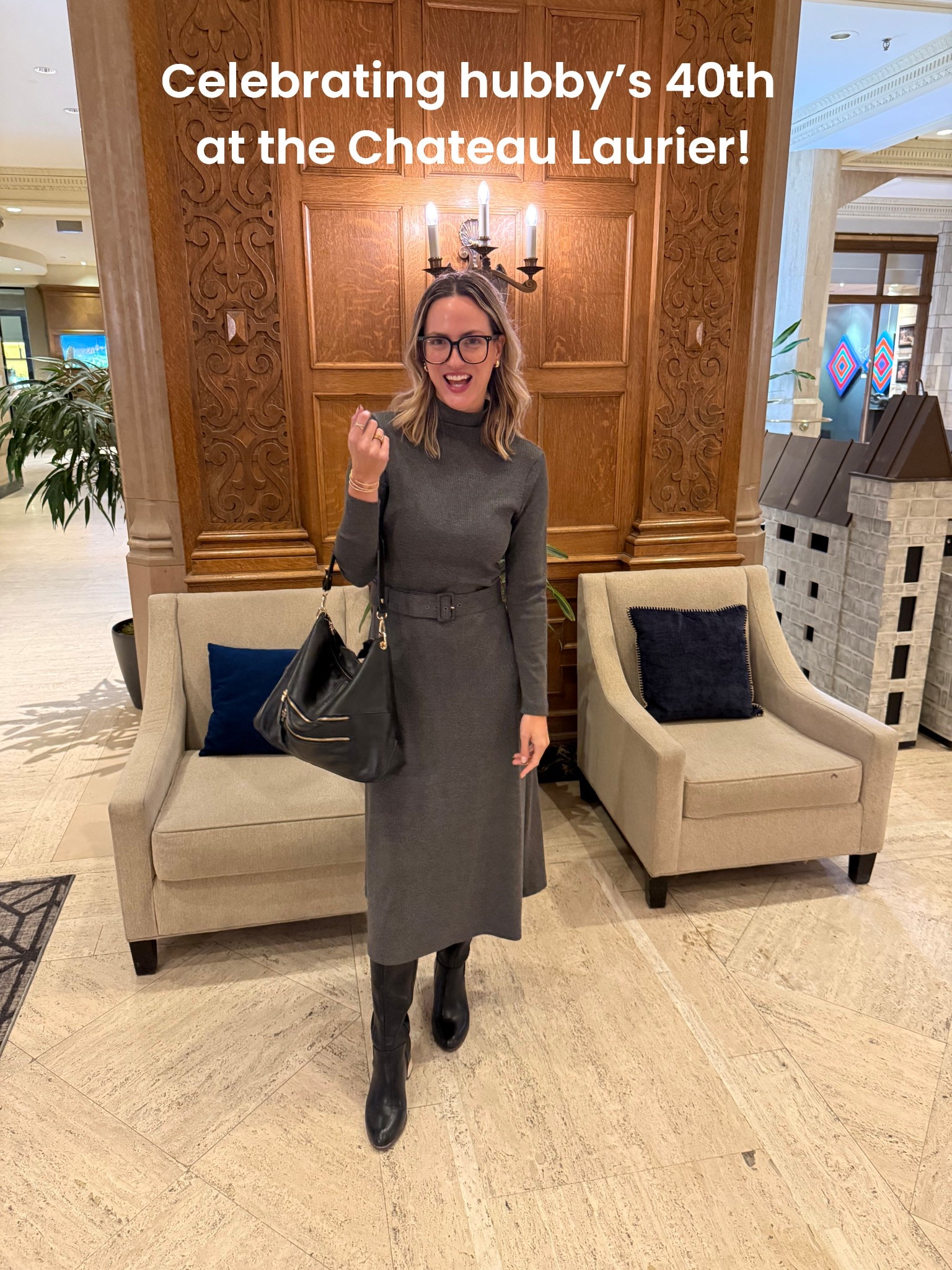 Celebrating hubby’s 40th birthday at the stunning Chateau Laurier in Ottawa! 
Boots and purse are Zagros Ottawa
Dress is Suzy Shier
Glasses are Eye Buy Direct 
All jewellery is Gabriel & Co. from Thompson’s Jewellers - code JESSCANSHINE for a special gift! 🎁 

Here’s my suggestions to recreate the look ! 👀 

#LTKdatenight #LTKpartywear #LTKcanada