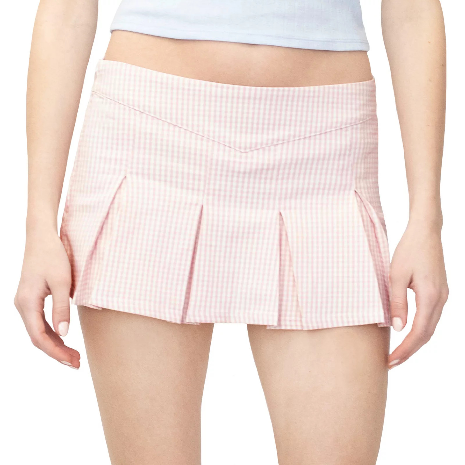 Juniors' madden girl Pleated Gingham Print Skort, Women's, Size: Small, Pink | Kohl's