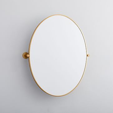 Oval Metal Frame Pivot Wall Mirror - Antique Brass | West Elm (US)