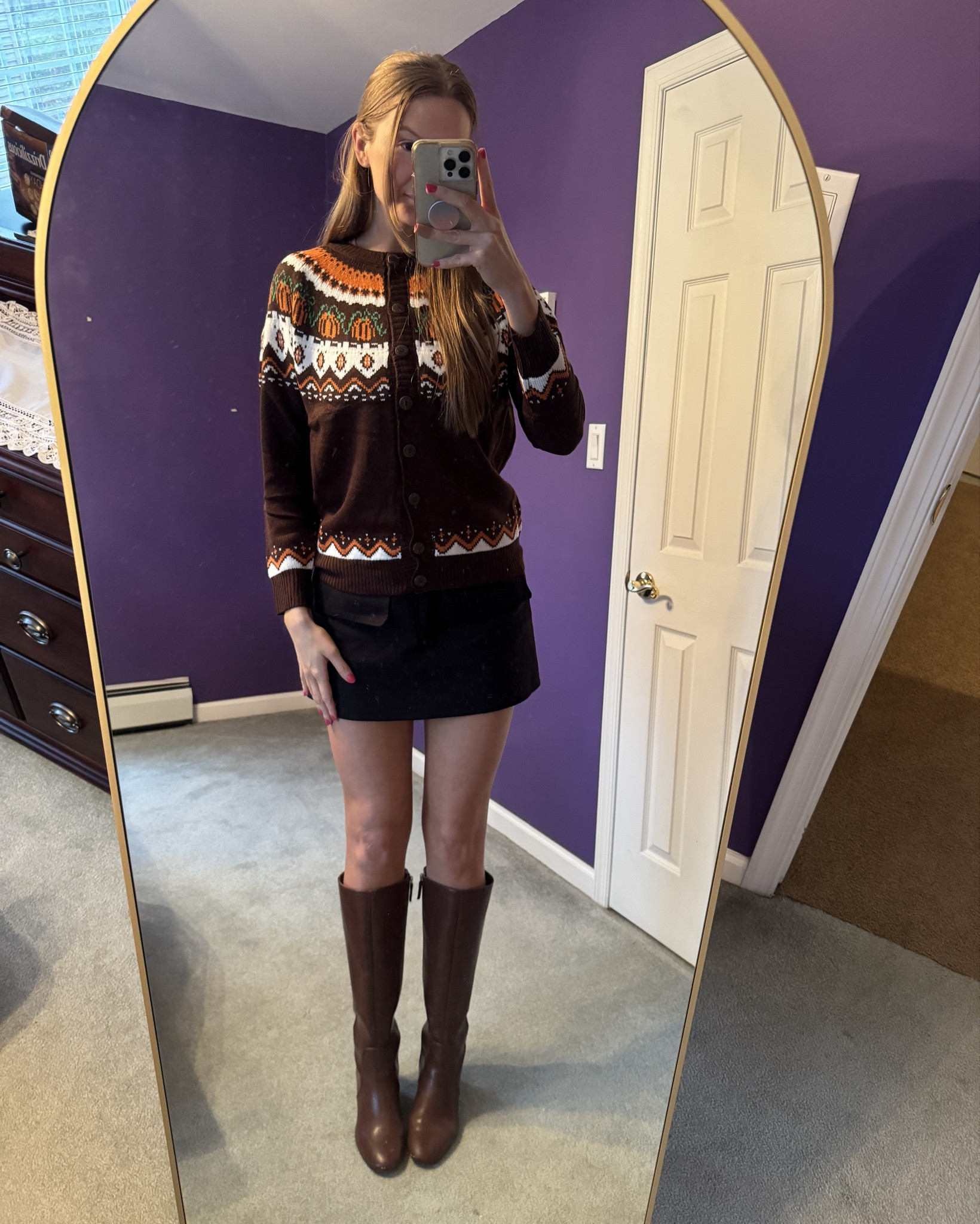 Five cardigans to wear on Halloween while taking your kids trick or treating, passing out candy, or heading to a party. Bonus these sweaters would also be great outfits for the pumpkin patch & the brown would work well for a casual Thanksgiving outfit. Halloween, boots, fall outfits, fall family photos 

#LTKFindsUnder50 #LTKHalloween #LTKSeasonal