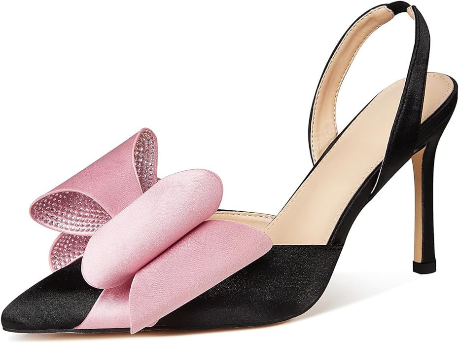 Celbreez Women's Heeled Sandals Rhinestone Double Bowknot Sandals Stiletto High Heels Pumps Sexy ... | Amazon (US)