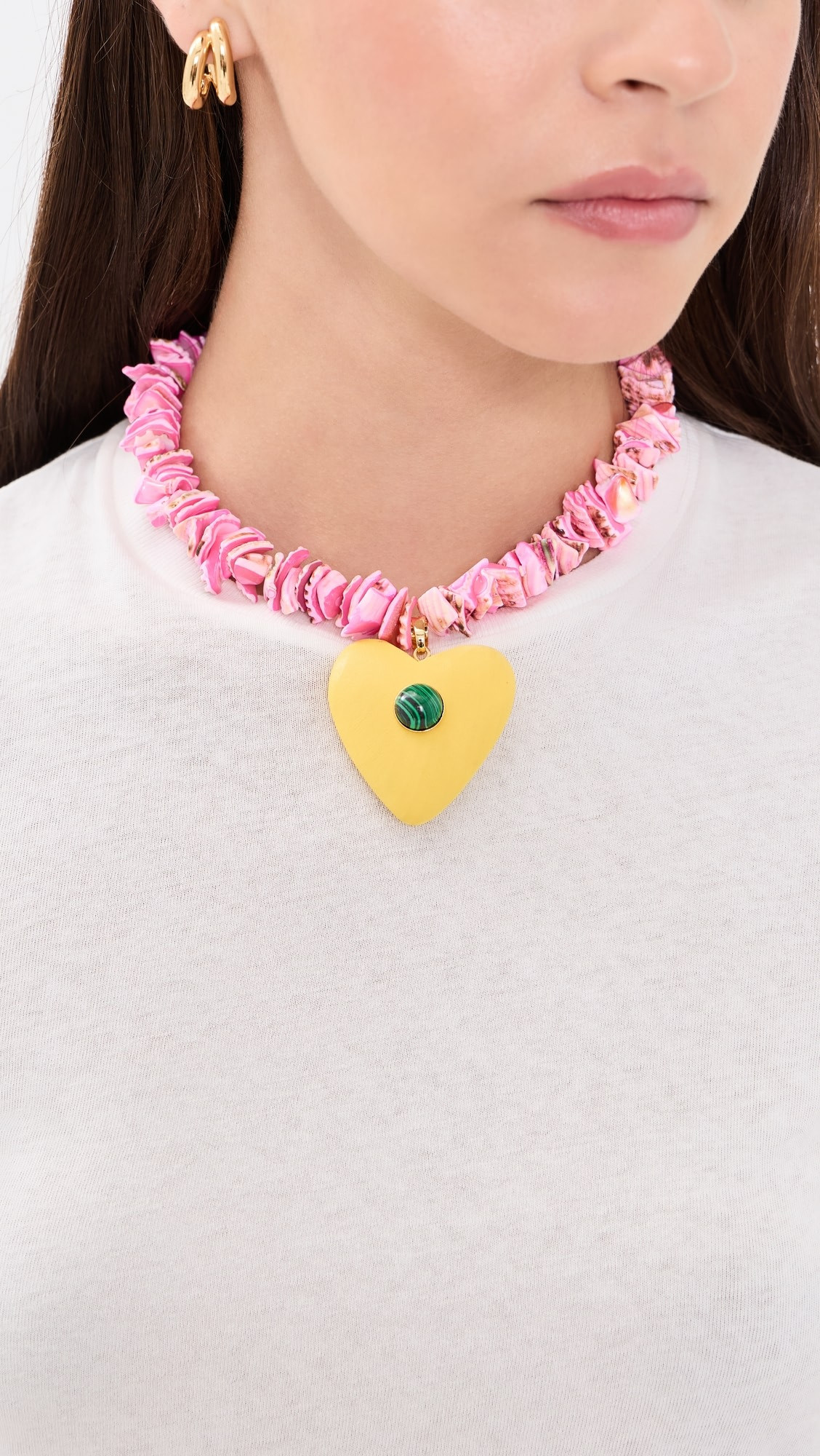 Pink Beaded Yellow Heart Necklace | Shopbop