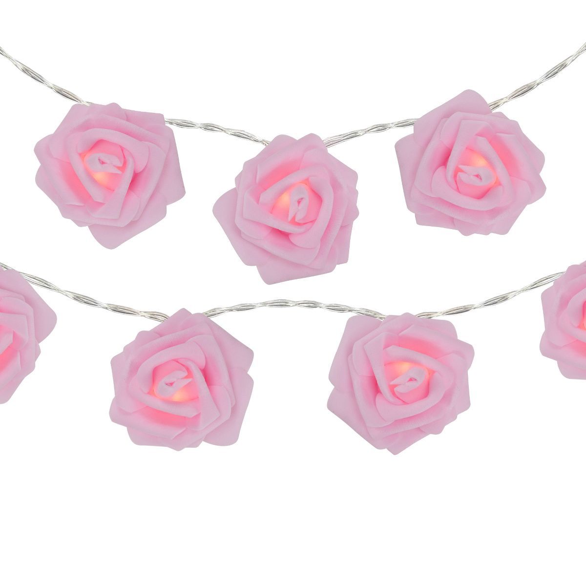 Northlight 10-Count Pink Rose Flower LED String Lights, 4.5ft, Clear Wire | Target