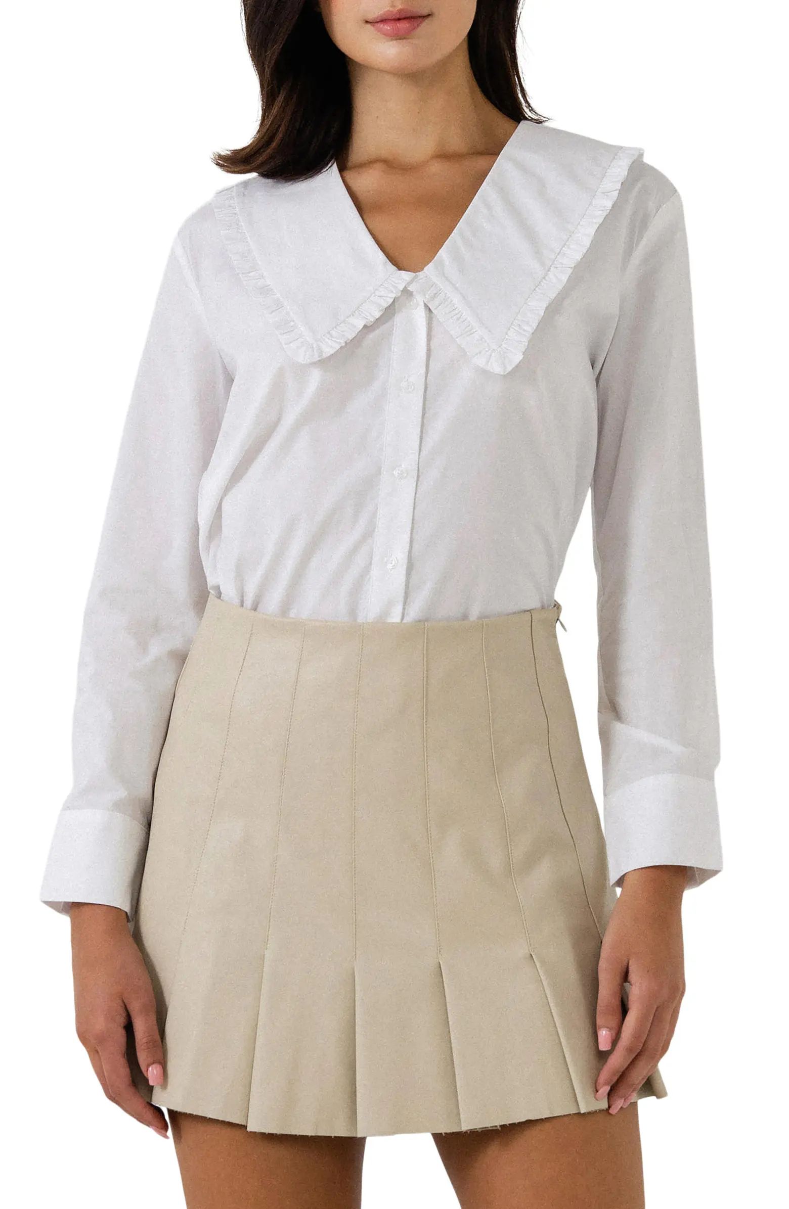 English Factory Peter Pan Collar Cotton Shirt | Nordstrom | Nordstrom
