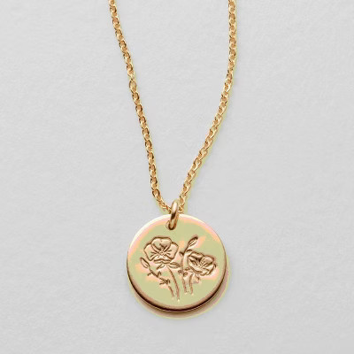 Made By Mary | August Birth Flower Necklace Gold 1/2" | Target