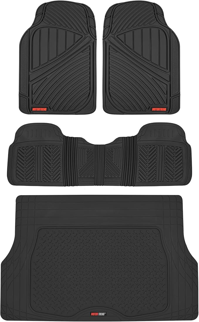 Motor Trend FlexTough Performance All Weather Rubber Car Floor Mats with Cargo Liner - Full Set F... | Amazon (US)