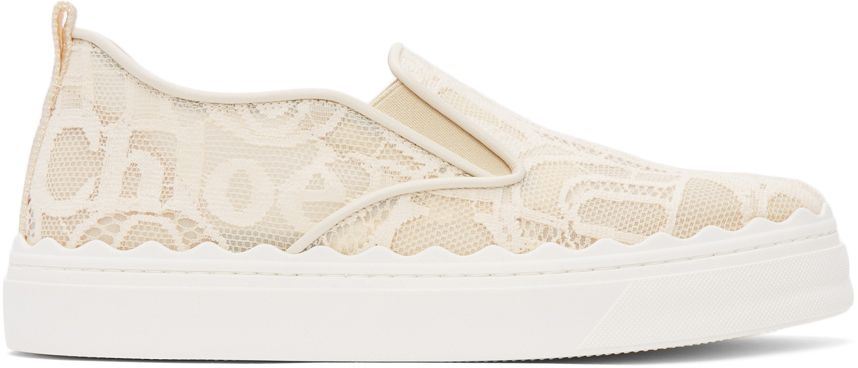 Beige Lace Lauren Slip-On Sneakers | SSENSE