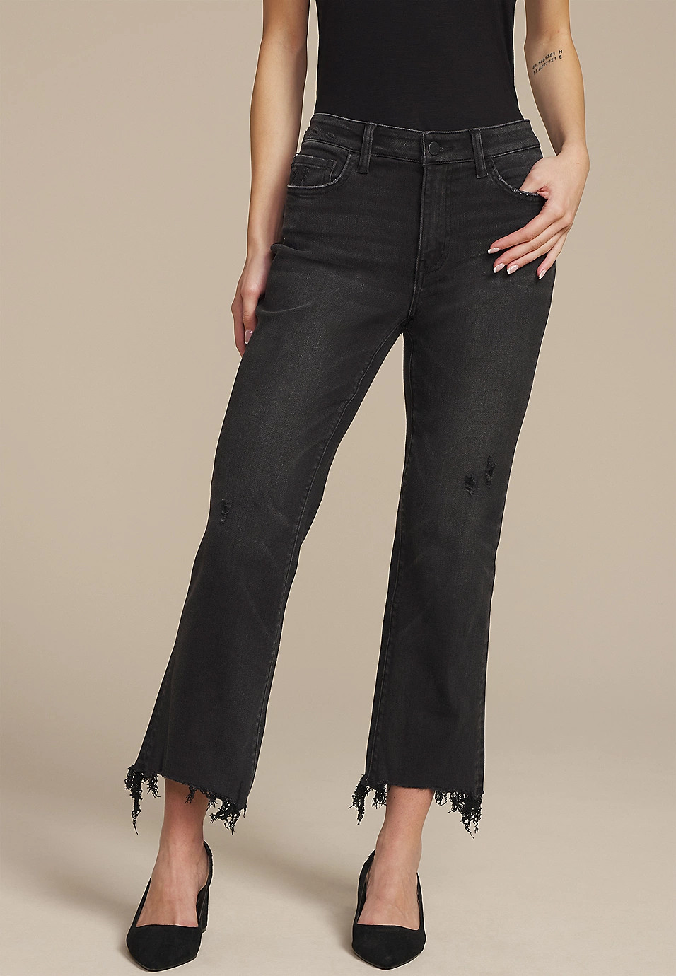 Flying Monkey™ Black Mid Rise Fray Hem Ankle Boot Jean | Maurices