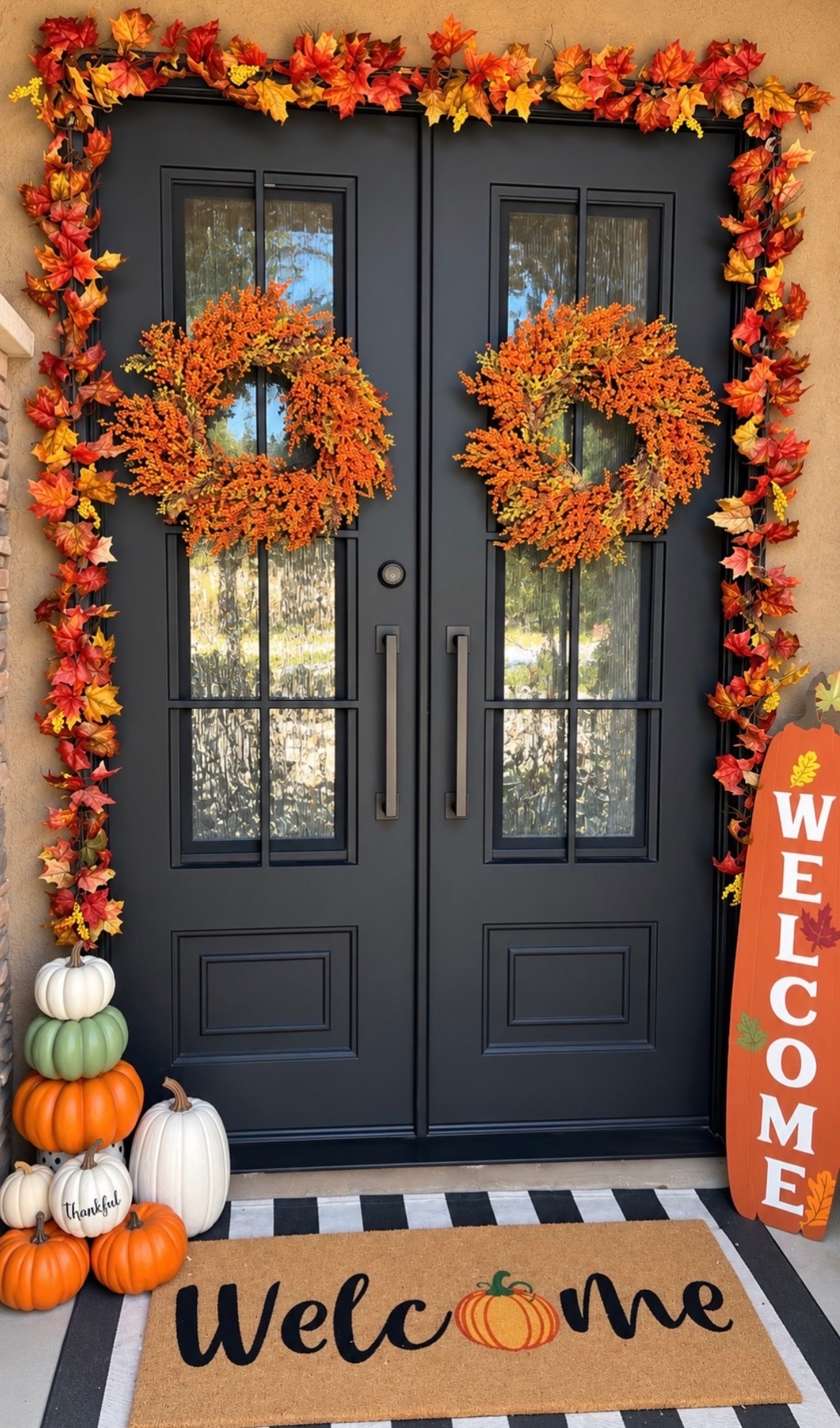 Fall porch style, fall wreaths, welcome doormat, pumpkins, stacked pumpkins, fall decor, fall home decor, porch styling.

#LTKSeasonal #LTKSaleAlert #LTKHome