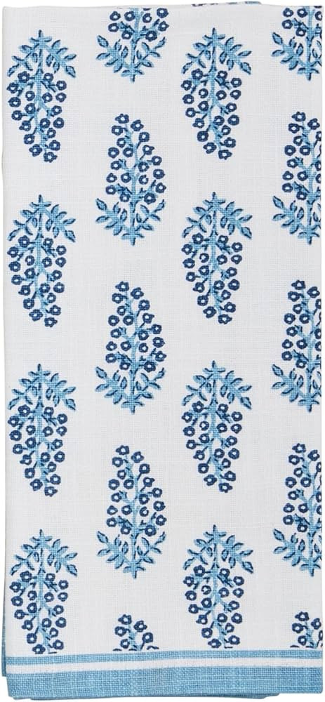 Mud Pie Blooms Blue Block Towel; 26" x 16 1/2" | Amazon (US)