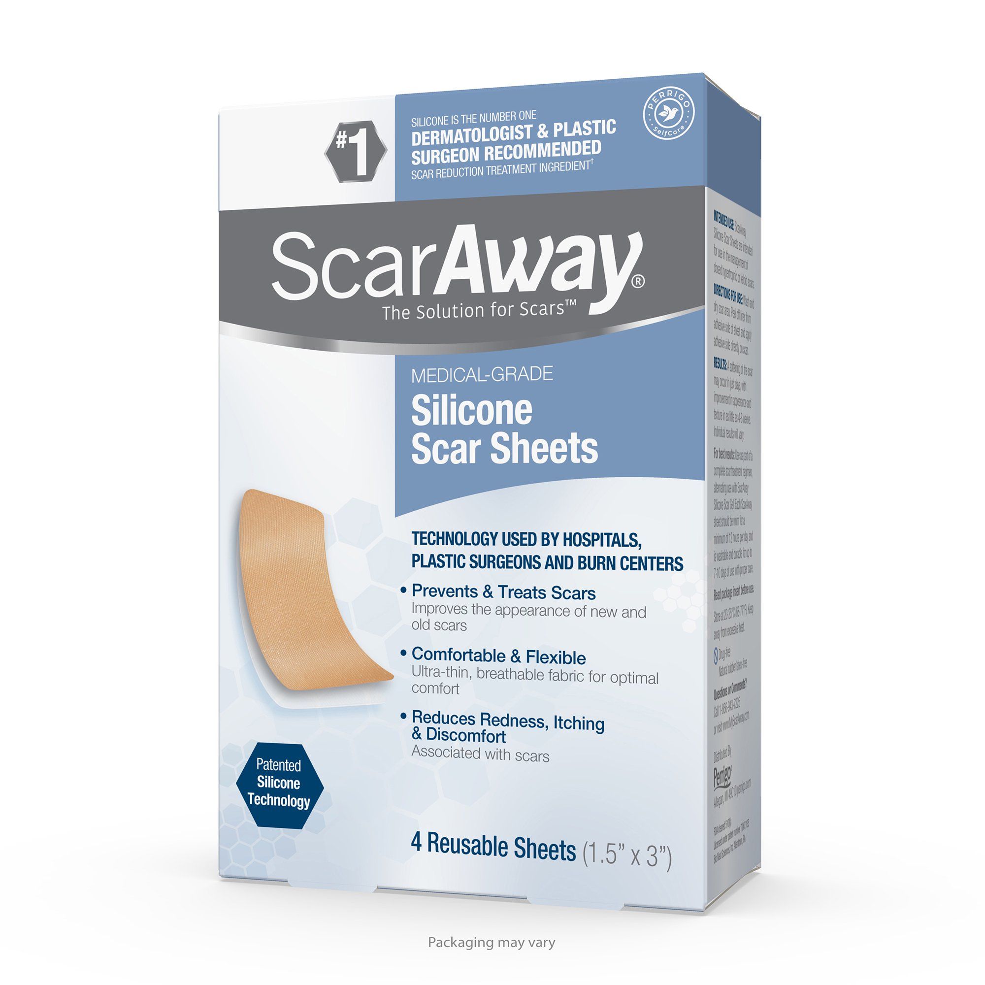 ScarAway ScarAway® Silicone Scar Sheets shrink, flatten and fade scars, 4 Reusable Sheets, 2 Mon... | Walmart (US)