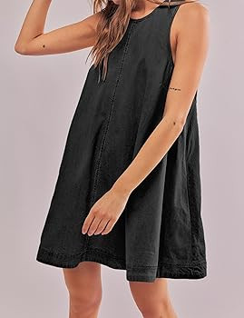 Women’s Denim Dress Summer Casual Sleeveless Jean Mini Dresses with Pockets | Amazon (US)