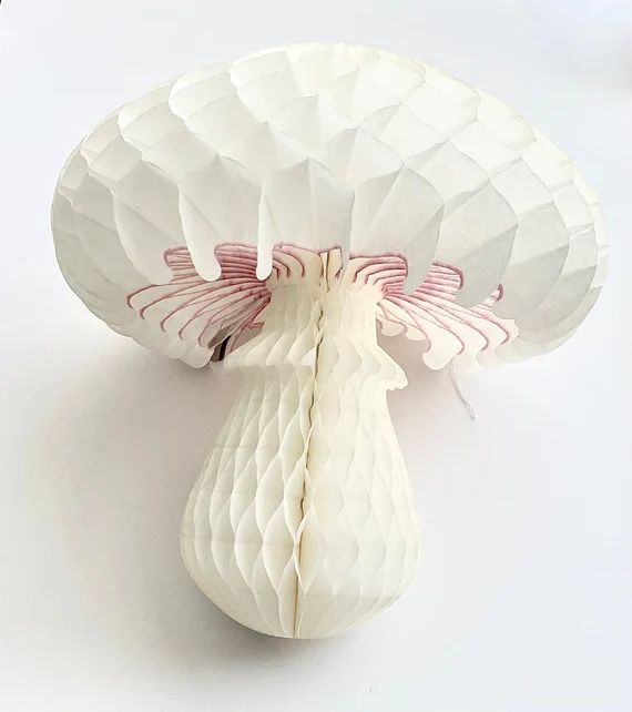Large Paper Honeycomb Mushroom / off White With Pink Mushroom | Etsy | Etsy (US)