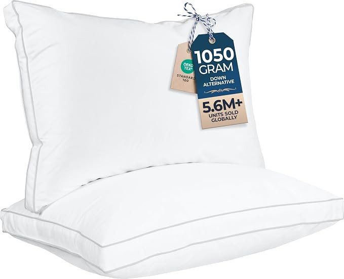 Utopia Bedding Gusset Bed Pillow, Hotel Pillows Queen Size Set of 2, White | Amazon (US)
