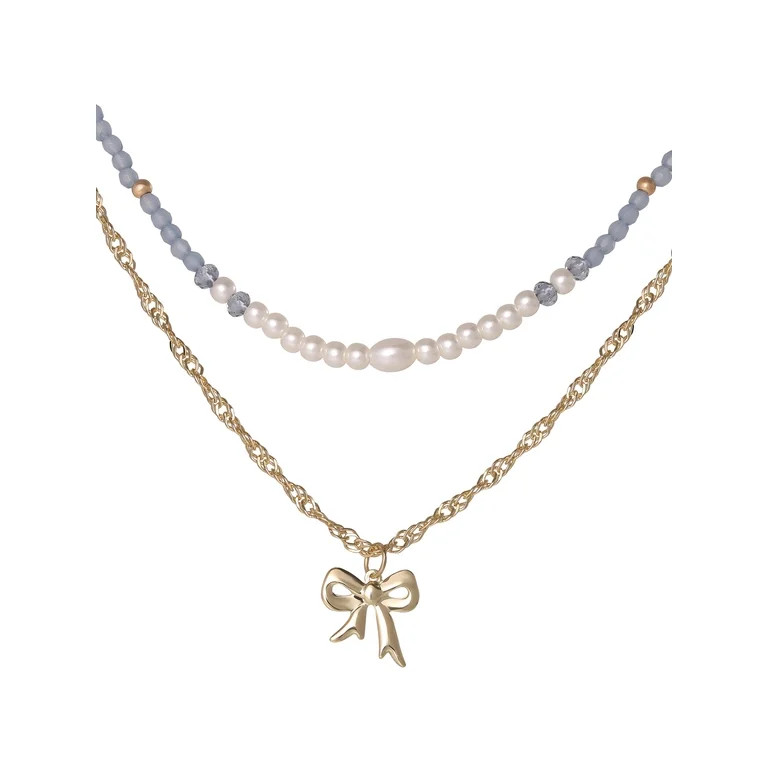 Celebrity Pink Women's Bow Pendant Necklace with Adjustable Chain | Walmart (US)