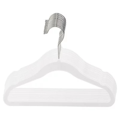 Squared Away™ Velvet Slim Kids Hangers in White with Chrome Hook (Set of 14) | Bed Bath & Beyon... | Bed Bath & Beyond
