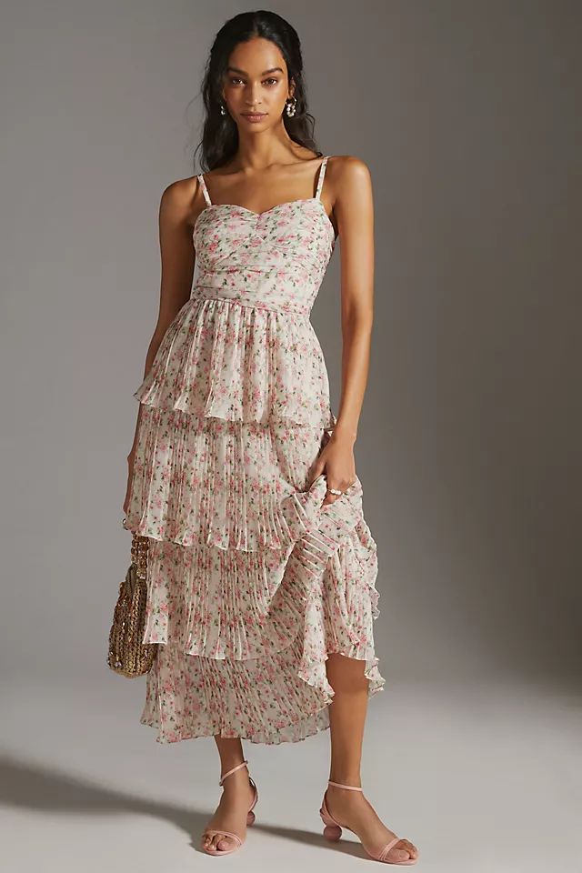 Let Me Be Ditsy Pleated Midi Dress | Anthropologie (US)