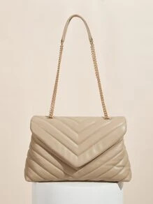 SHEIN BASICS Chevron Chain Shoulder Bag | SHEIN