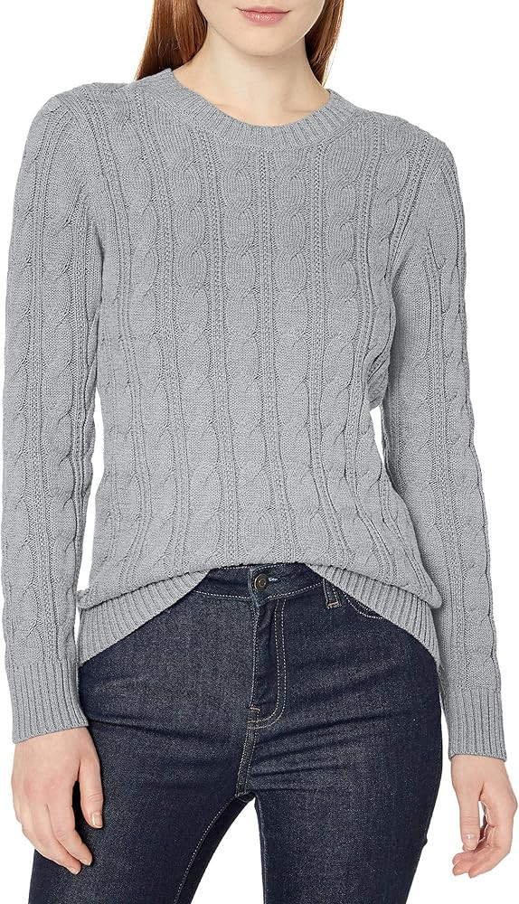 Amazon Essentials Women's Long-Sleeve 100% Cotton Cable Crewneck Sweater | Amazon (US)