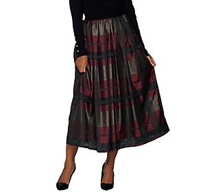 Joan Rivers Regular Glamorous Plaid Midi Skirt | QVC